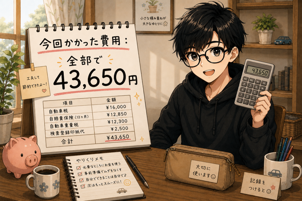 今回かかった費用:全部で43,650円