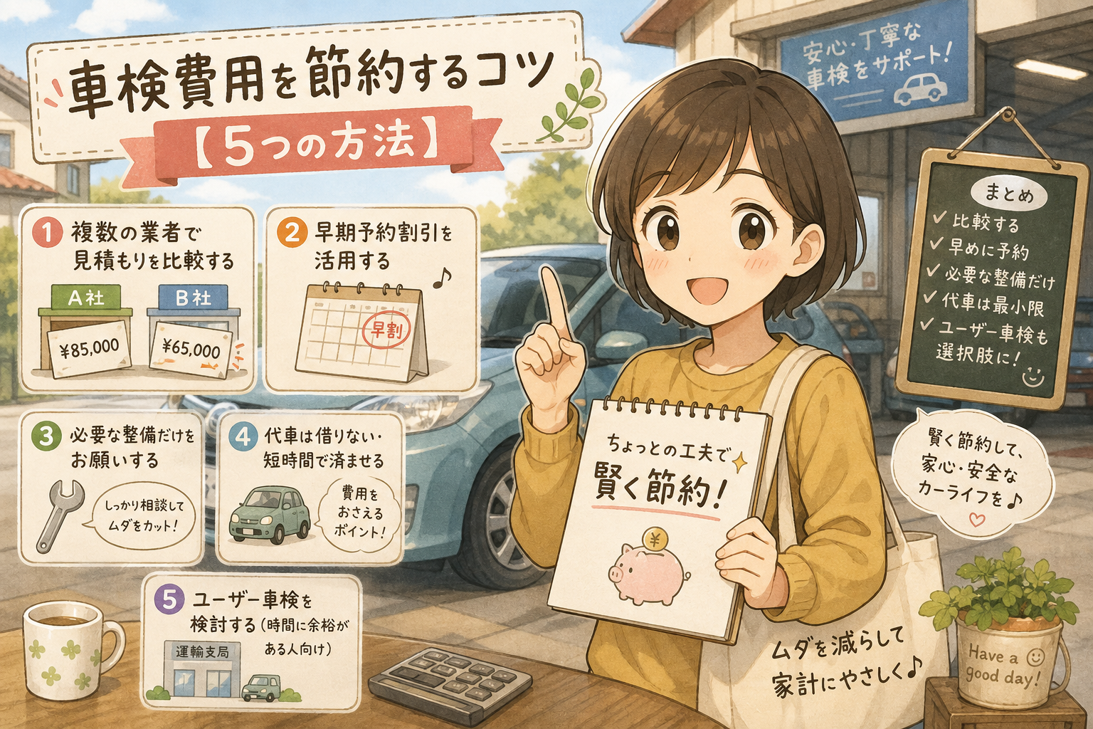 車検費用を節約するコツ【5つの方法】