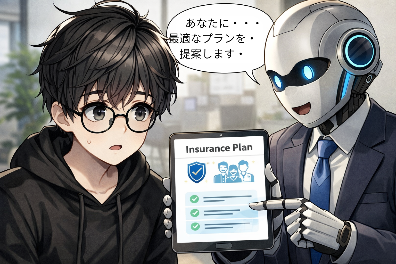 AI保険営業マンが保険を的確に売ってこようとする様子