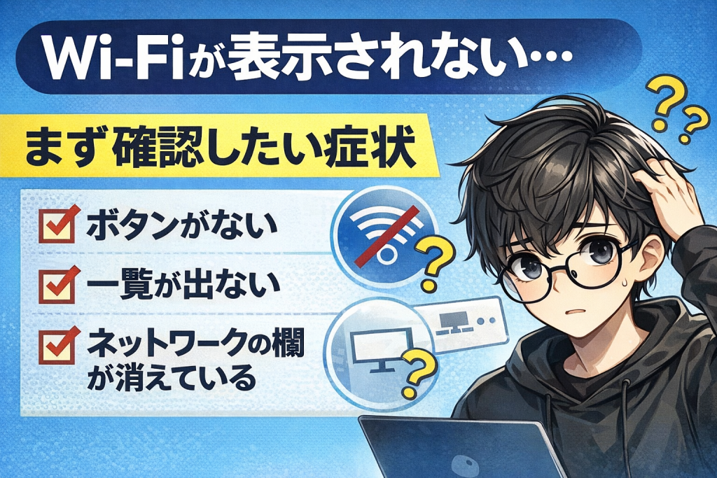 Wi-Fiが表示されない…まず確認したい症状（ボタンがない・一覧が出ない）